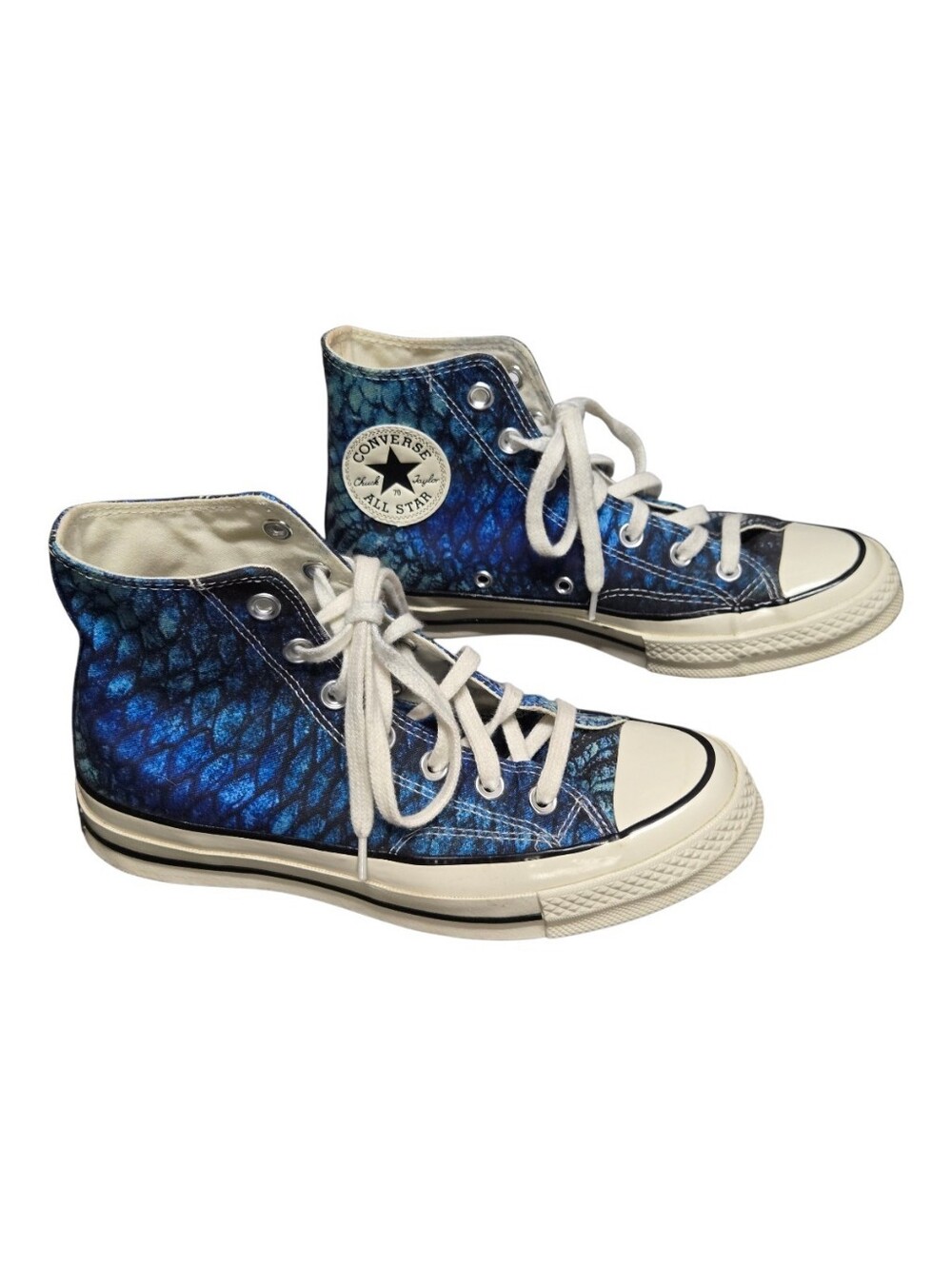 Converse High Top Snakeskin Print Bkue Tone Shoes Sneakers Men 5 Women 7 - Picture 2 of 9